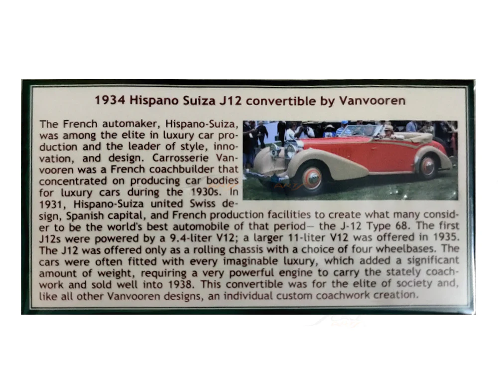 1934 Hispano Suiza J12 open Convertible by Vanvooren 1:43 Esval models scale model car - Image 7