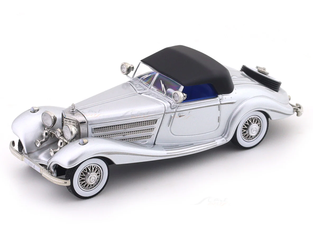 1936 Mercedes-Benz 500K silver 1:64 Liberty 64 diecast scale model miniature car collectible - Image 2
