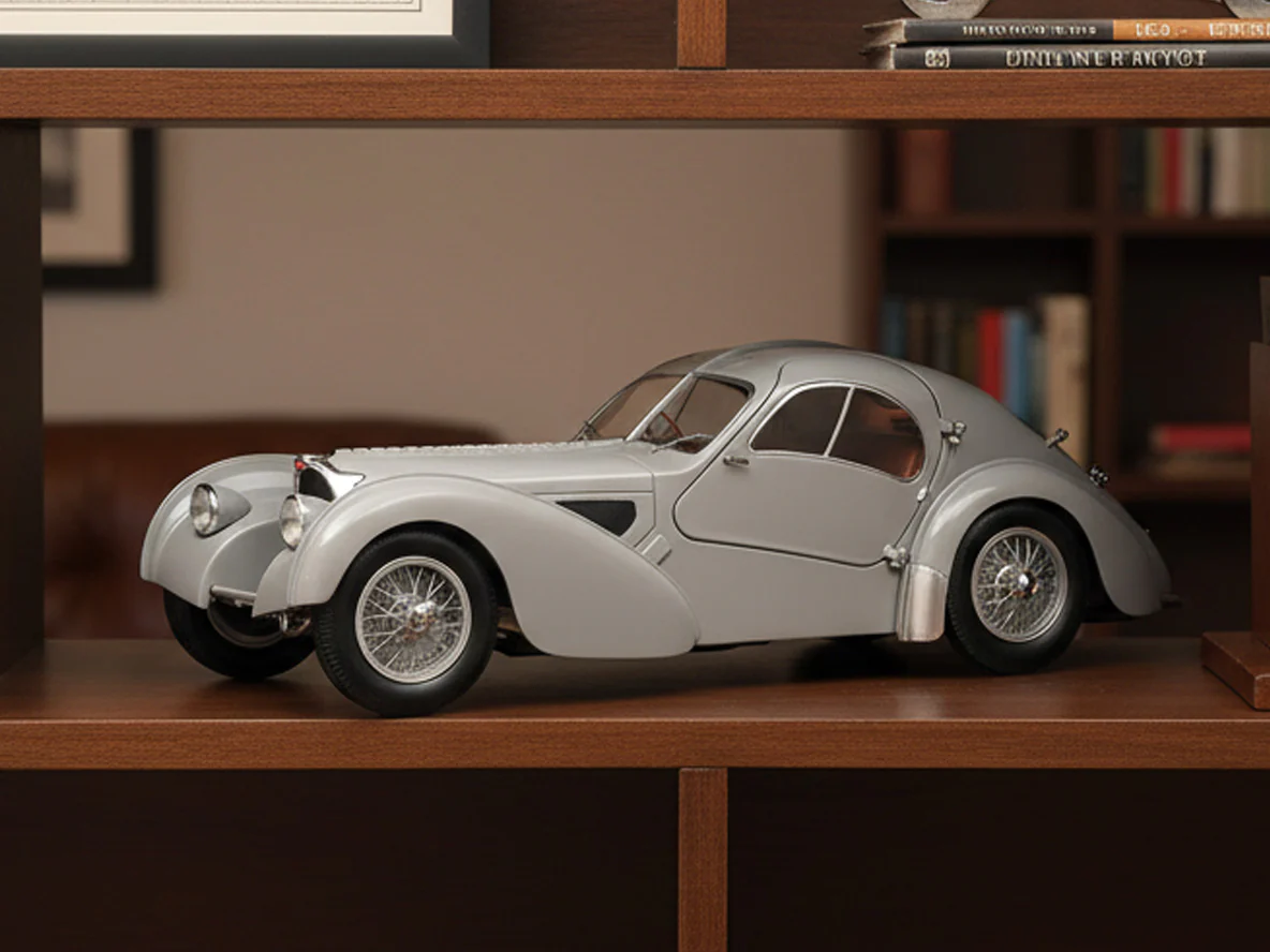 1937 Bugatti Atlantic Type 57 SC Silver 1:18 Solido Licensed Diecast Scale Model Car Collectible - Image 2