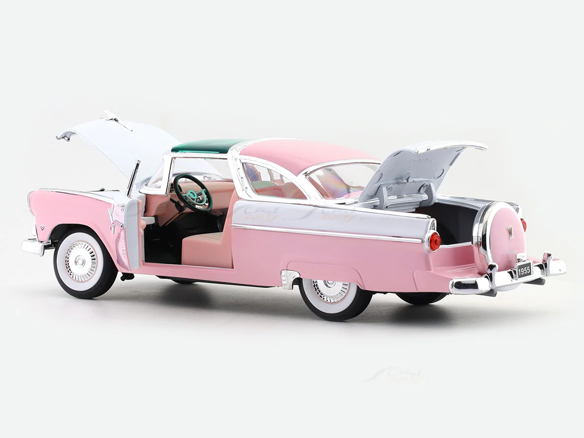 1955 Ford Crown Victoria pink 1:18 Road Signature diecast Scale Model car collectible - Image 9