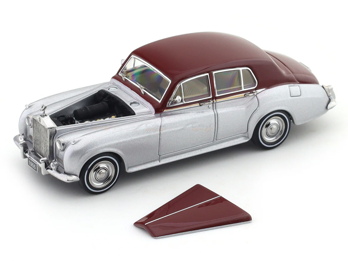 1955 Rolls-Royce Silver Cloud silver maroon 1:64 GFCC diecast scale model miniature car collectible - Image 2