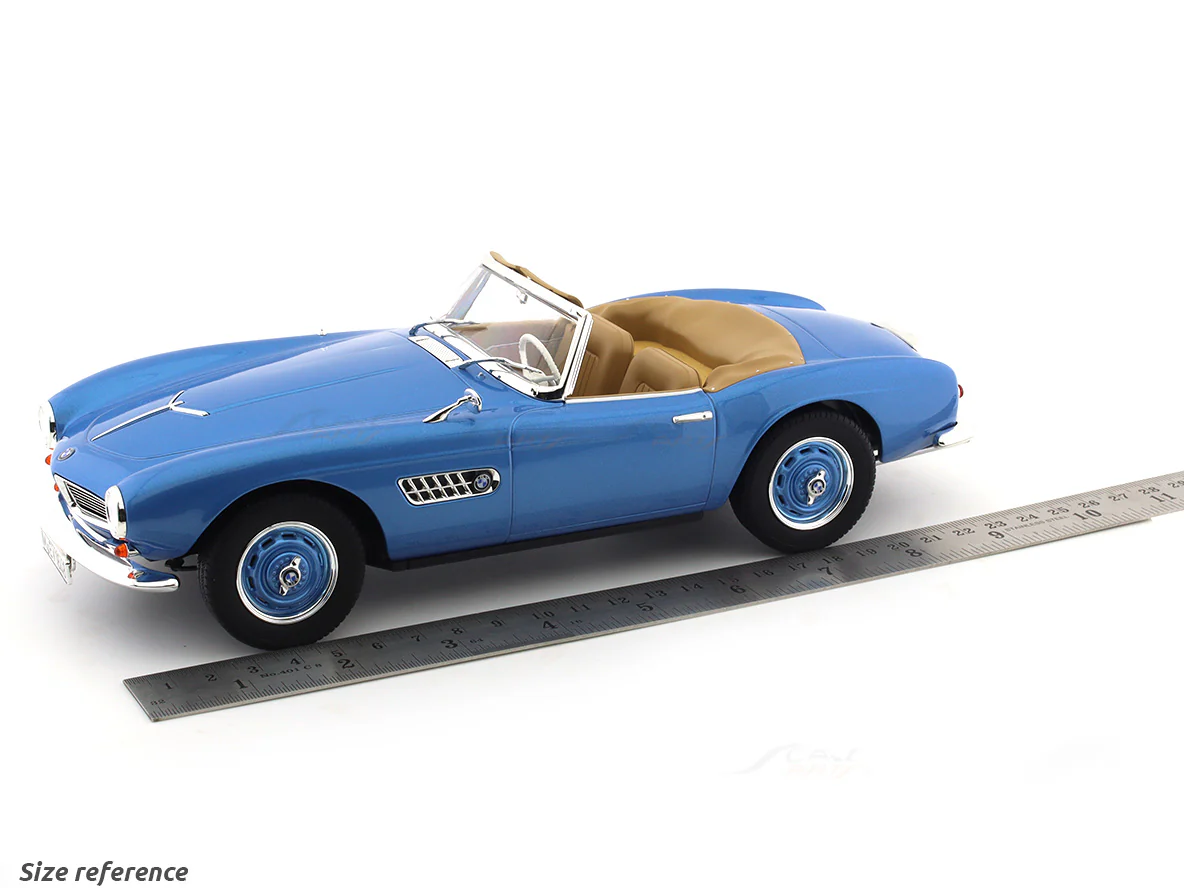 1957 BMW 507 Cabriolet blue 1:18 Norev diecast scale model car collectible - Image 11