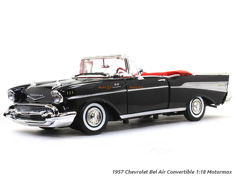 1957 Chevy Bel Air Convertible black 1:18 Motormax diecast scale model car