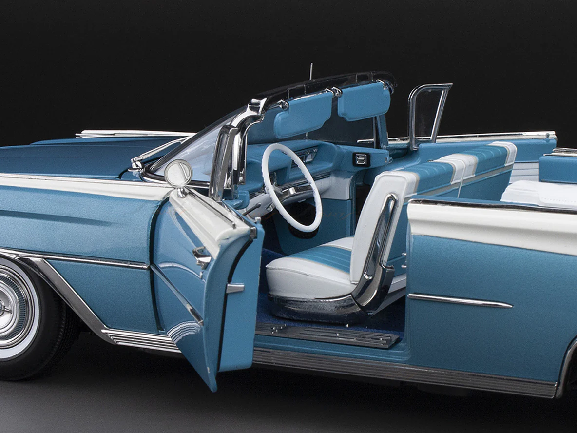 1959 Oldsmobile 98 Open Convertible Aqua Mist Polaris White 1:18 SunStar diecast scale model car collectible - Image 21