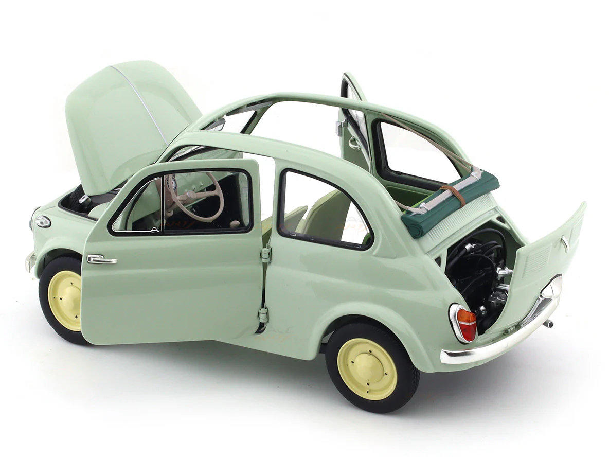 1960 Fiat 500D Cabriolet Open Top Green 1:18 Kyosho diecast scale model car collectible - Image 17