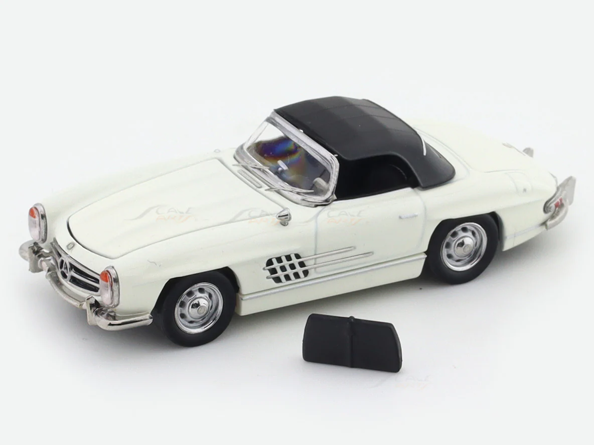 1960 Mercedes-Benz 300SL Roadster white 1:64 GFCC diecast scale model miniature car collectible - Image 2