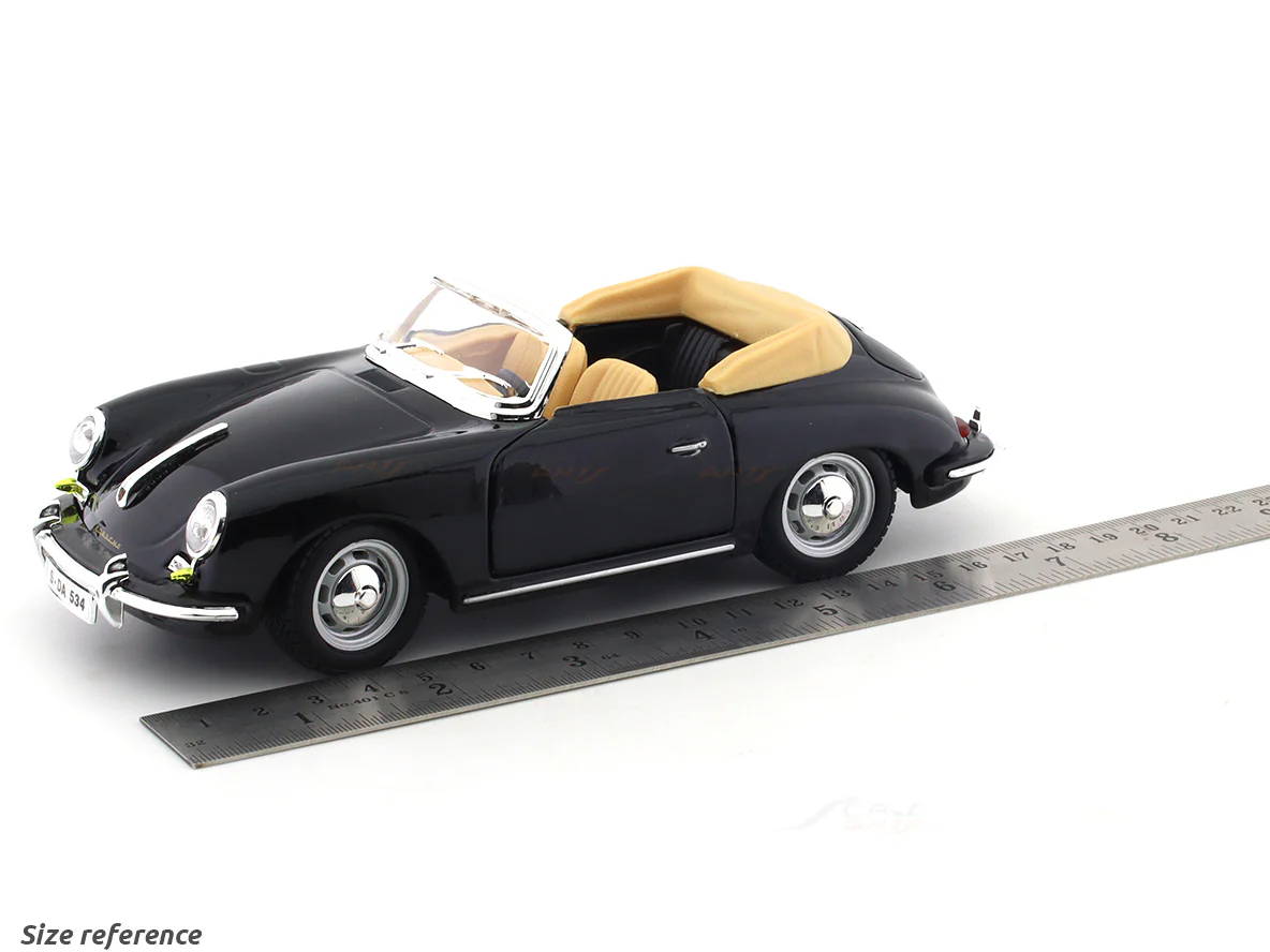 1961 Porsche 356B Cabriolet black 1:24 Bburago licensed diecast Scale Model car - Image 19