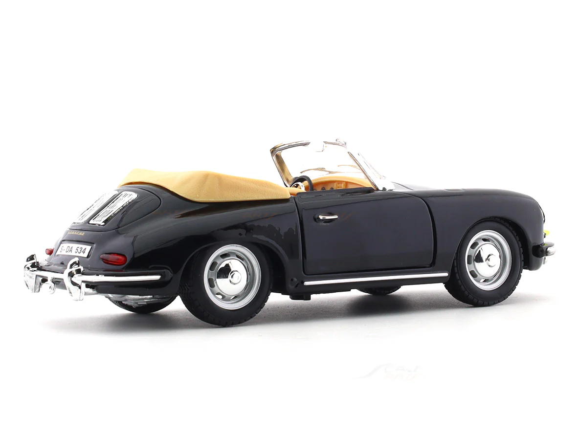1961 Porsche 356B Cabriolet black 1:24 Bburago licensed diecast Scale Model car - Image 4