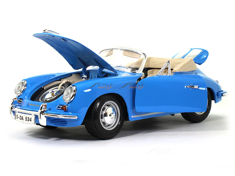1961 Porsche 356 B Cabriolet blue 1:18 Bburago licensed diecast Scale Model car - Image 6