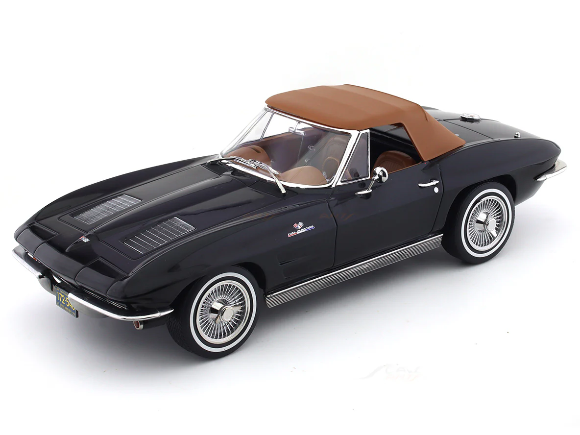 1963 Chevrolet Corvette Stingray convertible black 1:18 Norev diecast Scale Model collectible - Image 10