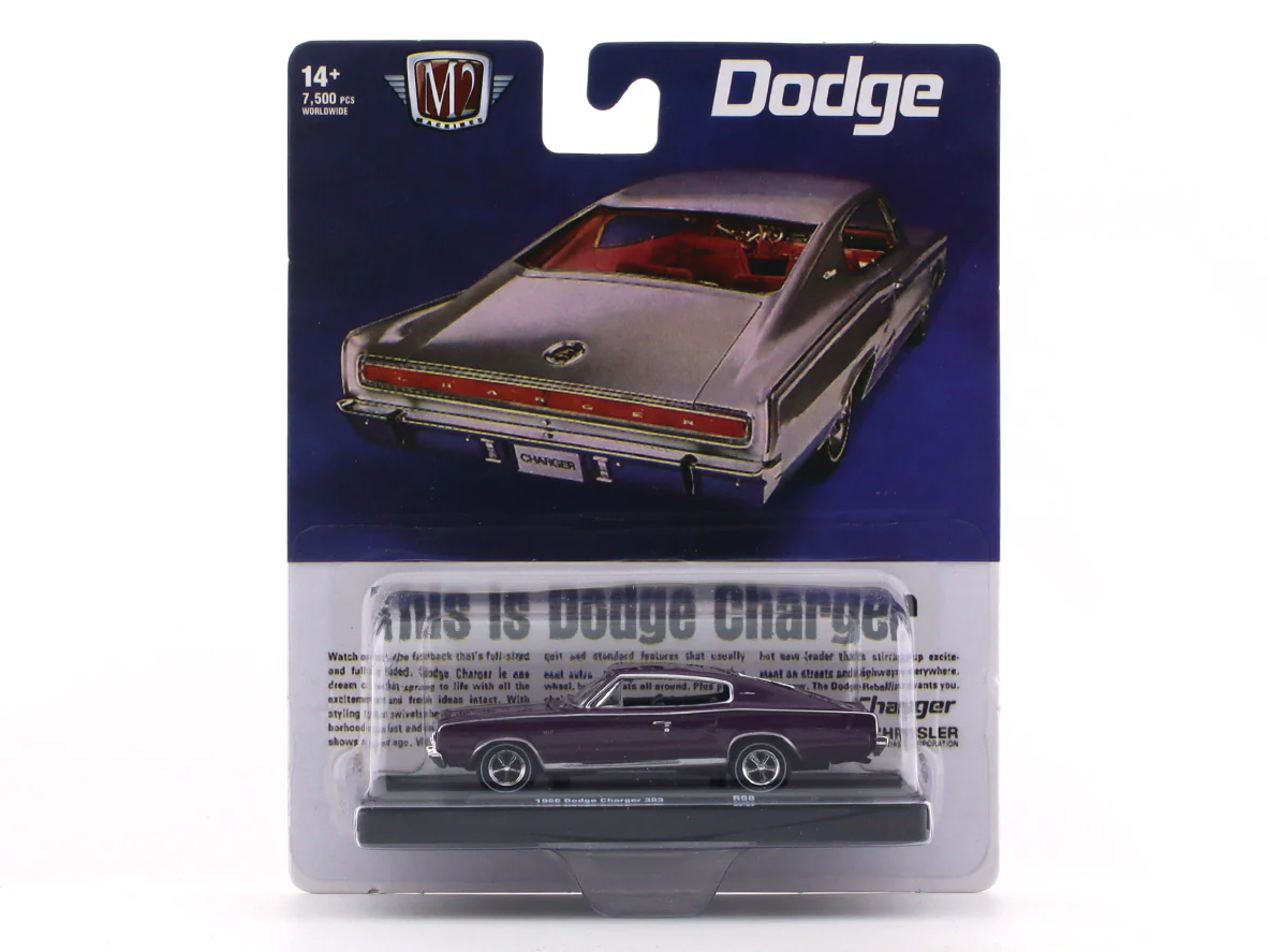 1966 Dodge Charger 383 Purple 1:64 M2 Machines diecast scale model collectible - Image 10