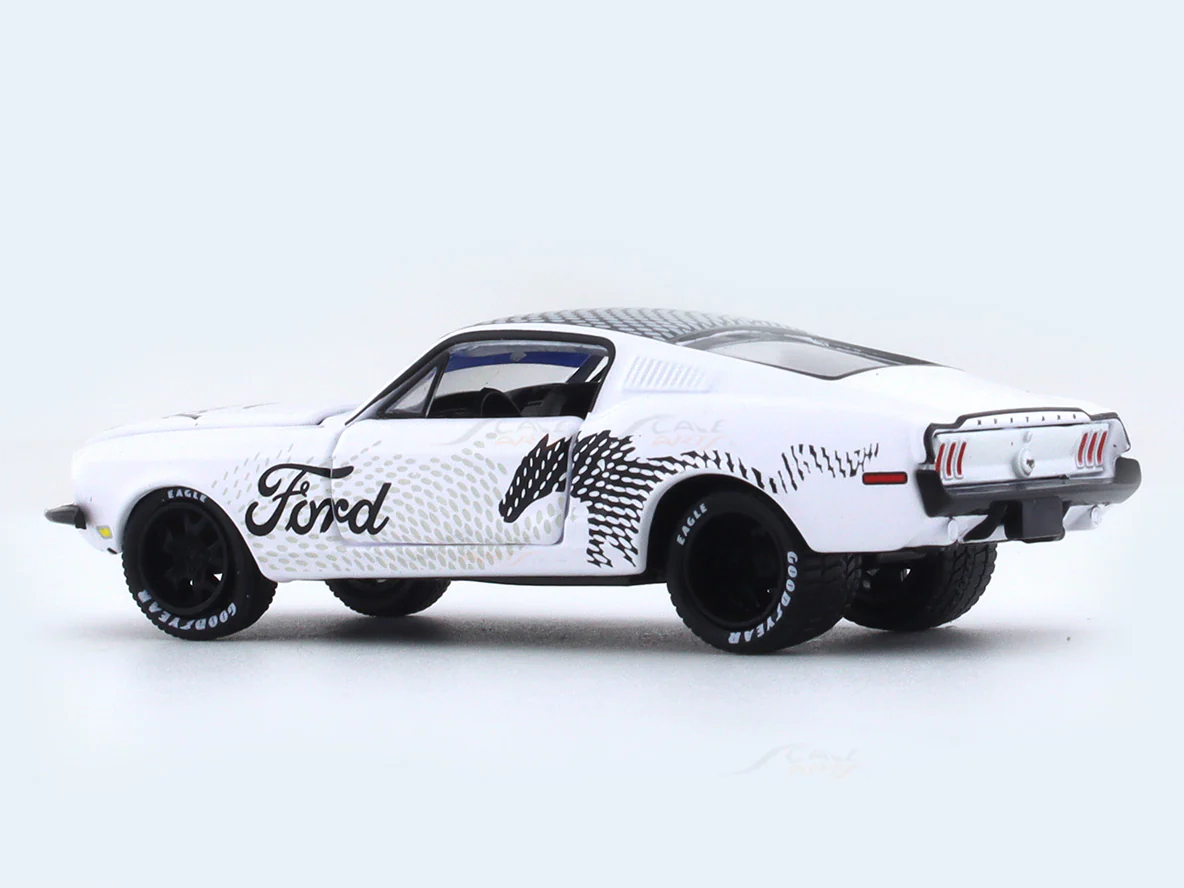 1968 Ford Mustang White graphics 1:64 M2 Machines diecast scale car collectible - Image 3