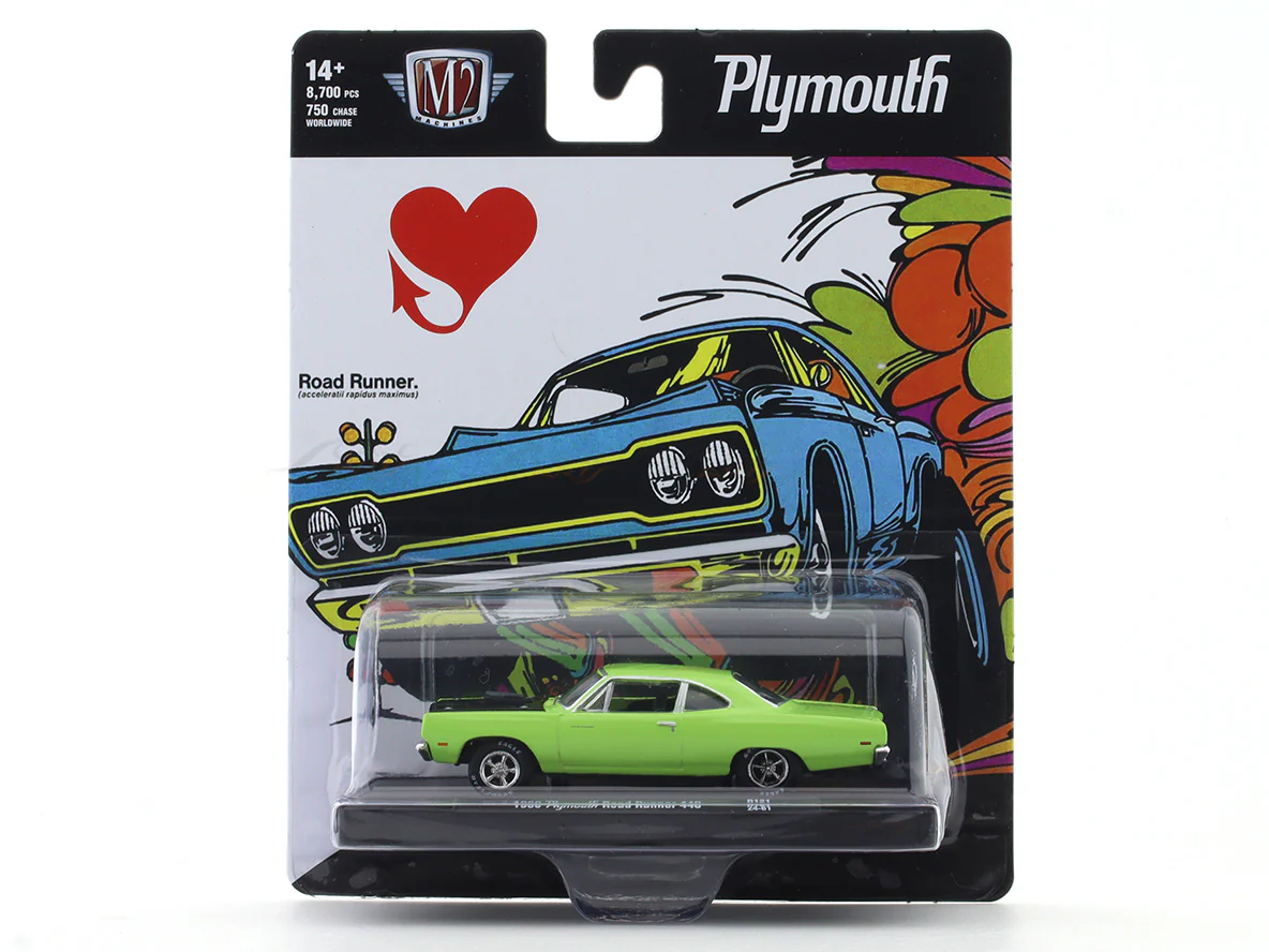 1969 Plymouth Road Runner 440 green 1:64 M2 Machines licensed diecast scale model car 11228-121 - Image 8