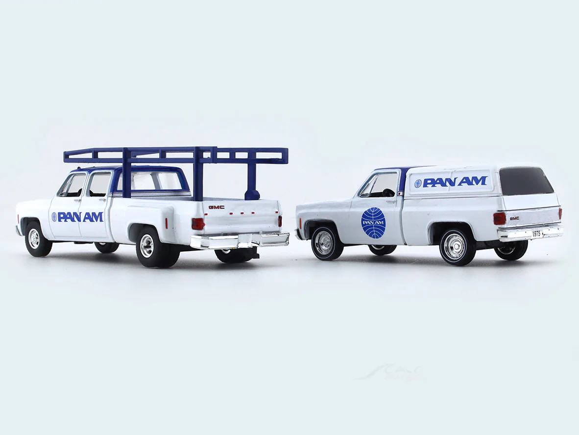 1973 GMC Sierra 3500 “PAN AM” & 1975 GMC Sierra Grande 15 1:64 M2 Machines diecast hauler scale model - Image 3