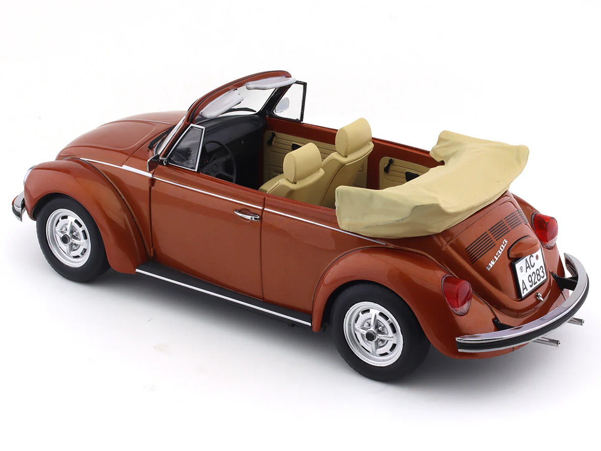1976 Volkswagen Kafer 1303 Beetle Convertible brown 1:18 Norev diecast scale model car - Image 8
