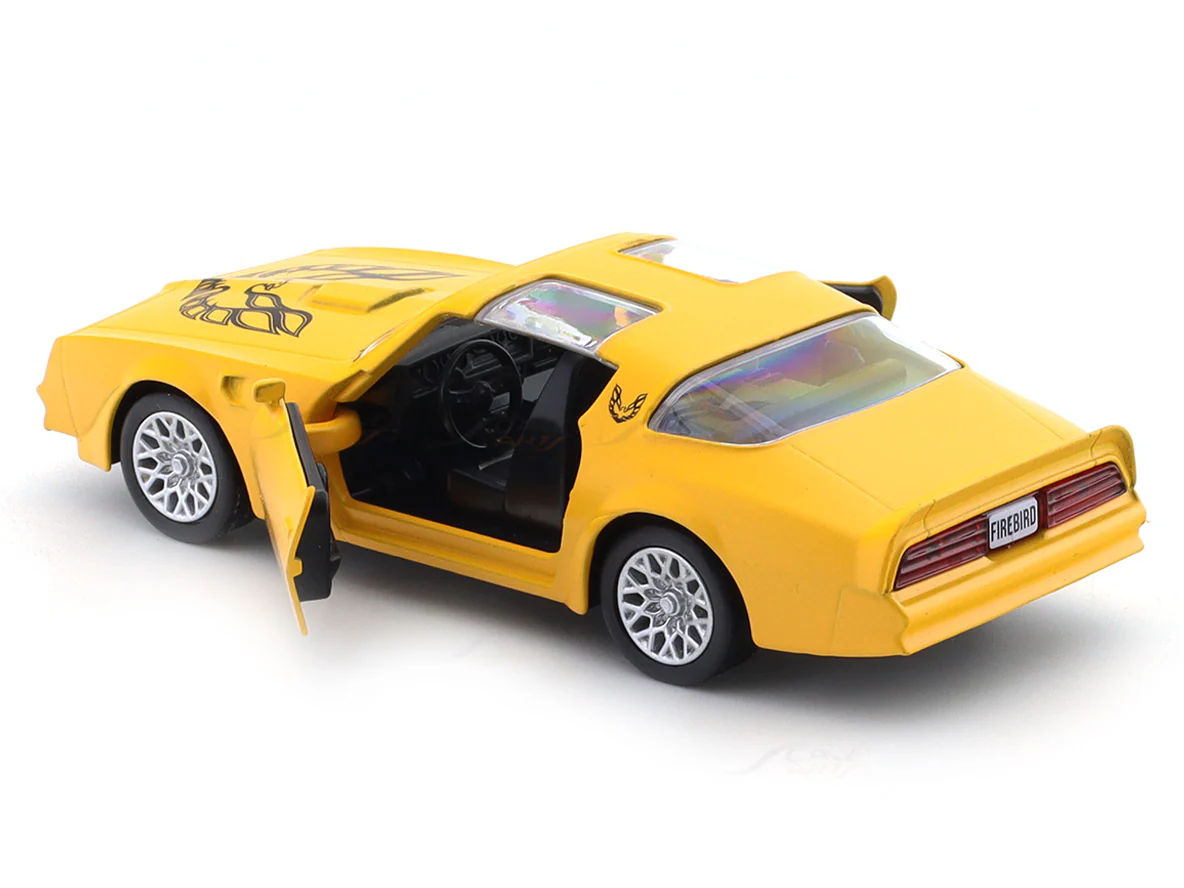 1978 Pontiac Firebird Matte Yellow 1:33-42 RMZ City licensed pull back car scale model - Image 10