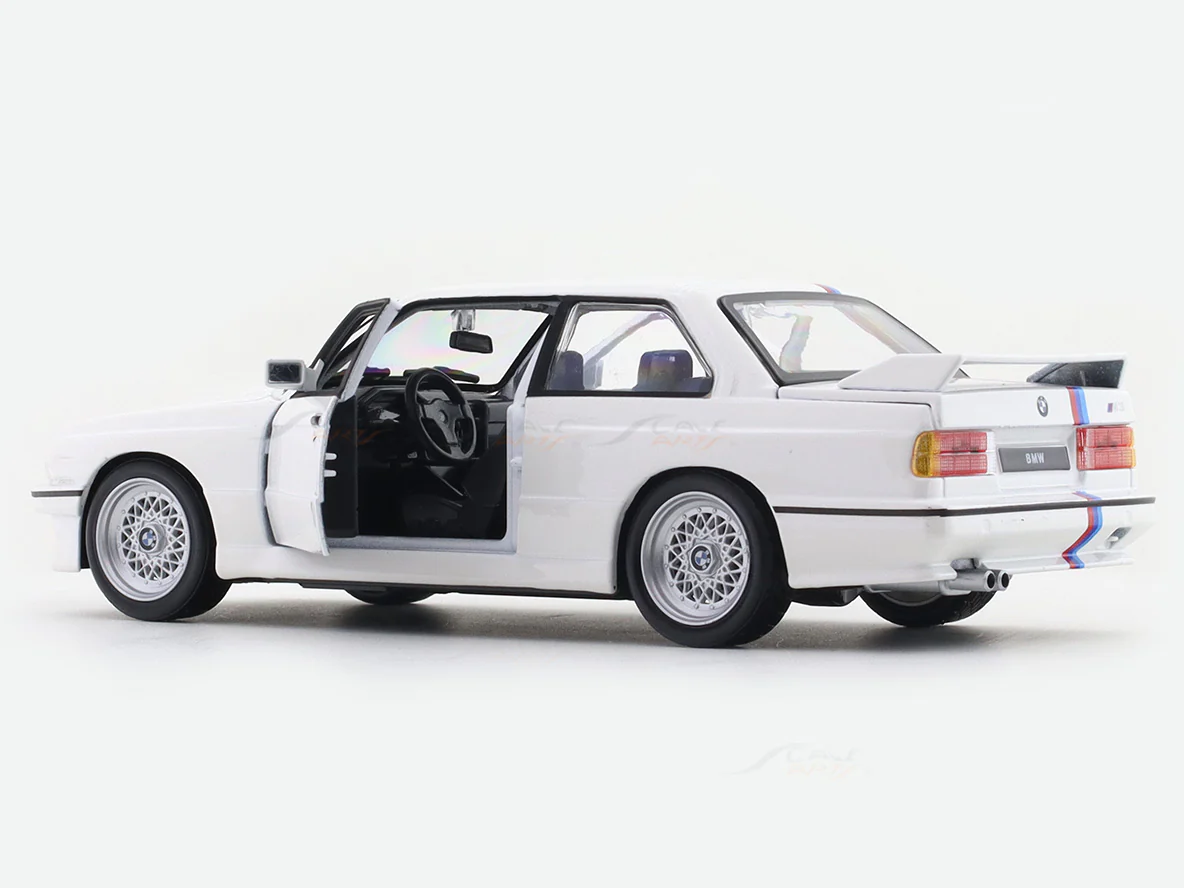 1988 BMW 3 Series M3 E30 White 1:24 Bburago with Acrylic Case Licensed Diecast Scale Model Car Collectible - Image 9
