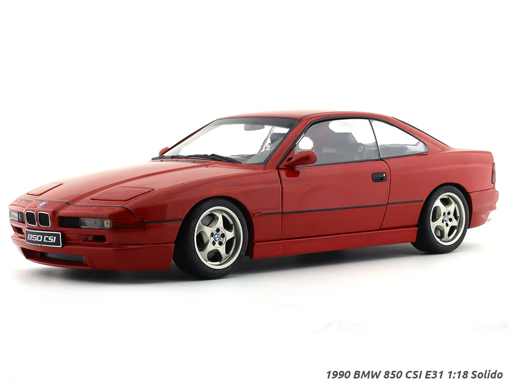 1990 BMW 850 CSI E31 Red 1:18 Solido diecast Scale Model collectible - Image 4