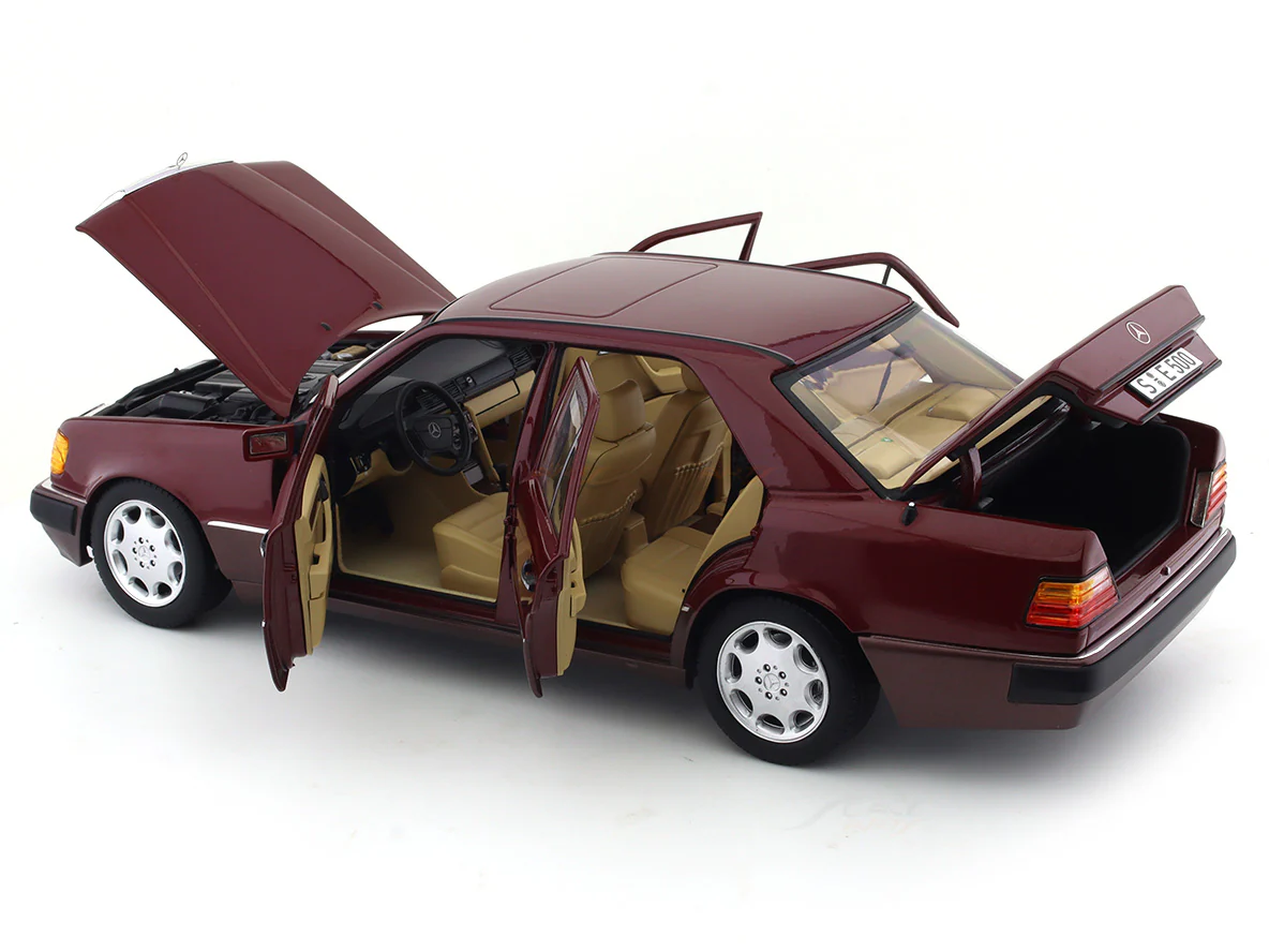 1991-93 Mercedes-Benz 500E W124 maroon 1:18 Norev diecast Scale Model collectible - Image 17