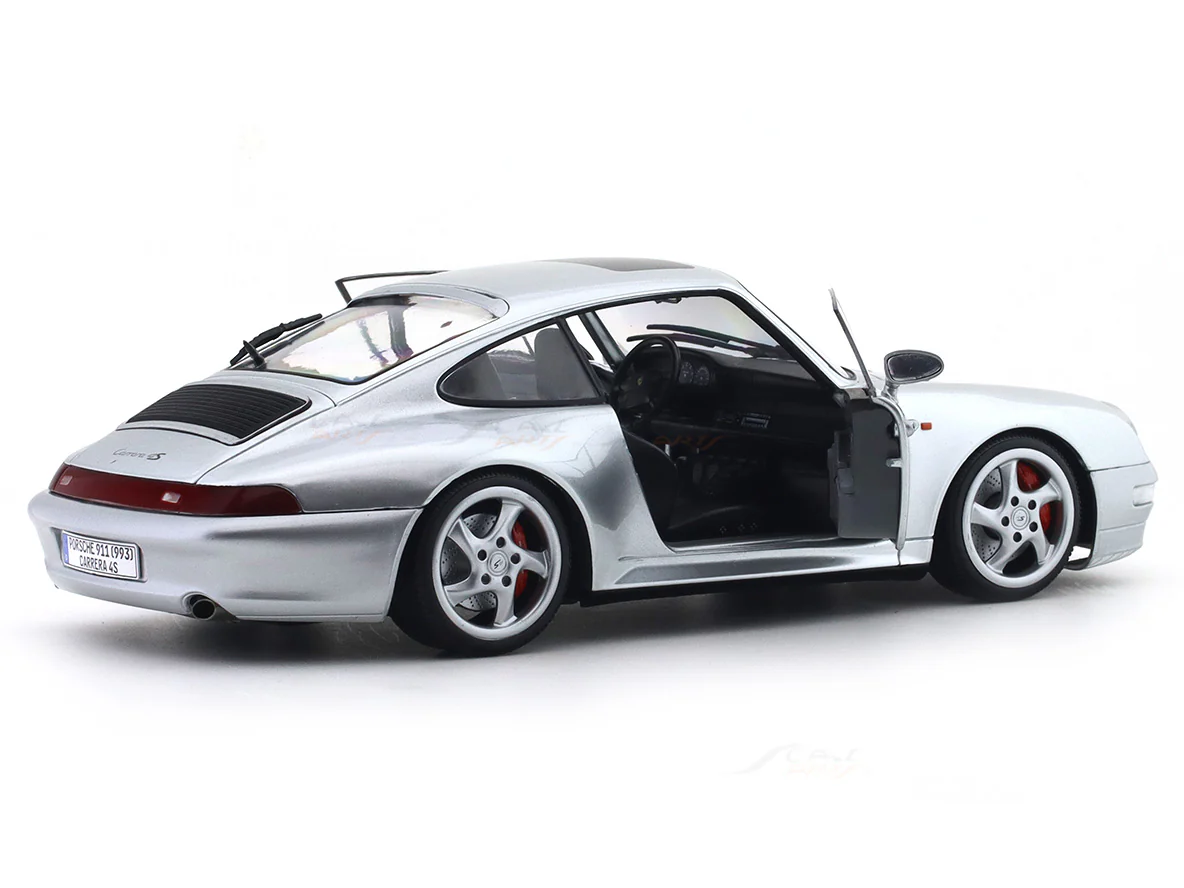 1996 Porsche 911 (993) 4S Polar Silver 1:18 Solido Licensed Diecast Scale Model Car Collectible - Image 4