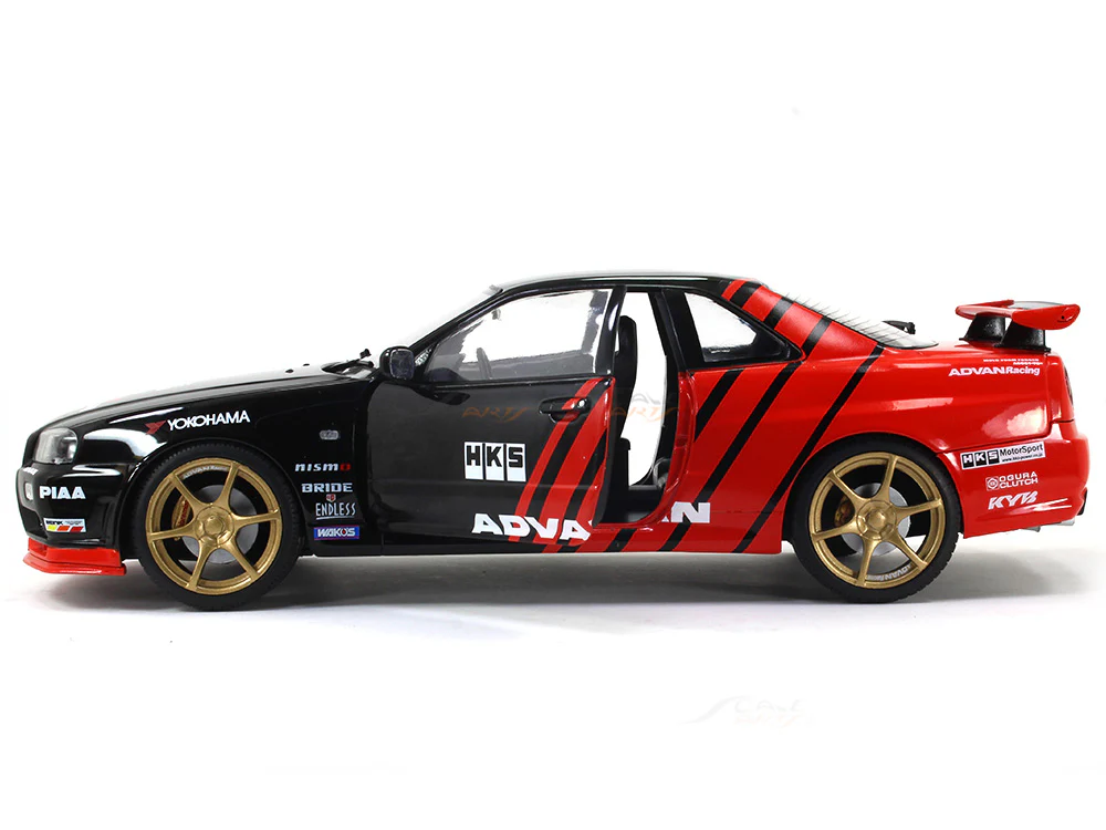 1999 Nissan Skyline GT-R R34 Advan Drift 1:18 Solido diecast Scale Model car - Image 8