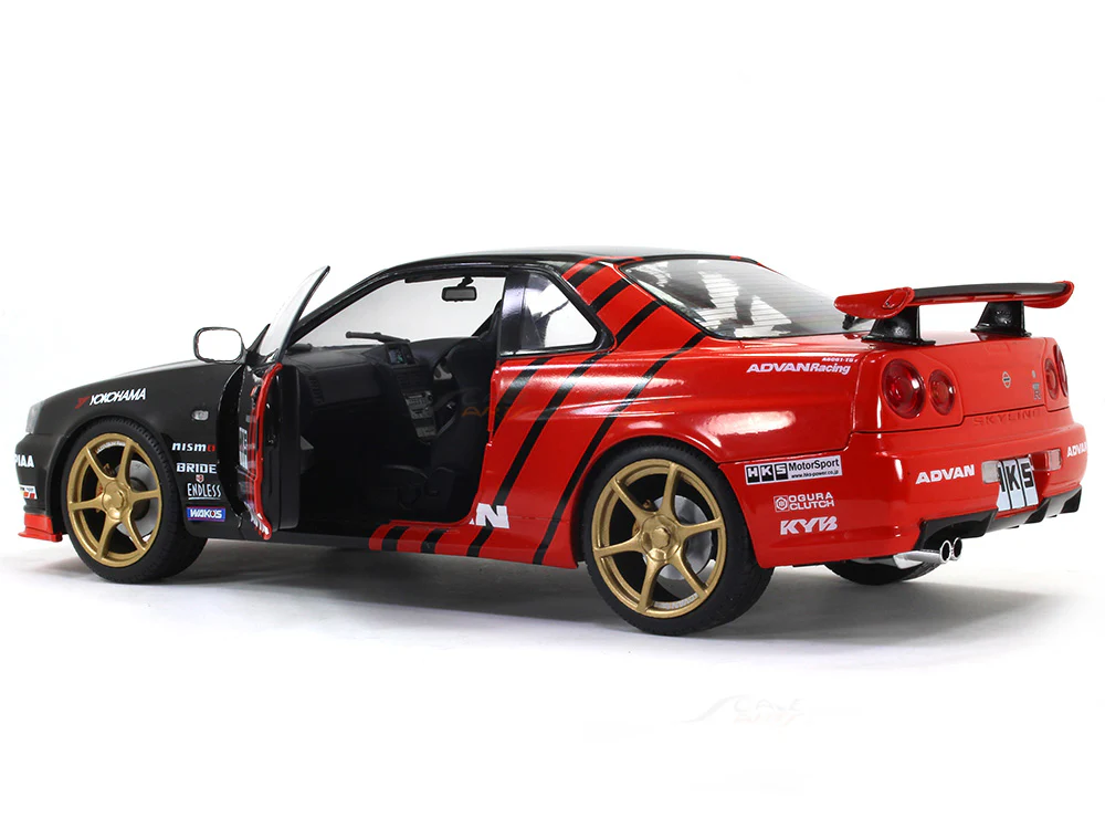 1999 Nissan Skyline GT-R R34 Advan Drift 1:18 Solido diecast Scale Model car - Image 9