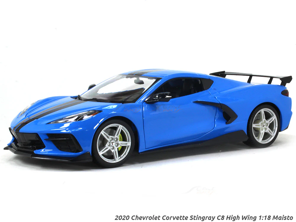2020 Chevrolet Corvette Stingray C8 High Wing blue 1:18 Maisto diecast Scale Model car