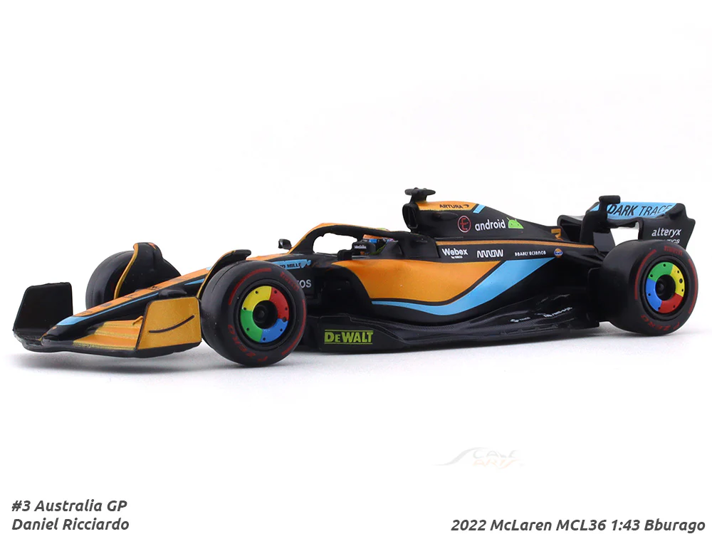 2022 McLaren MCL36 #3 Daniel Ricciardo 1:43 Bburago scale model car collectible