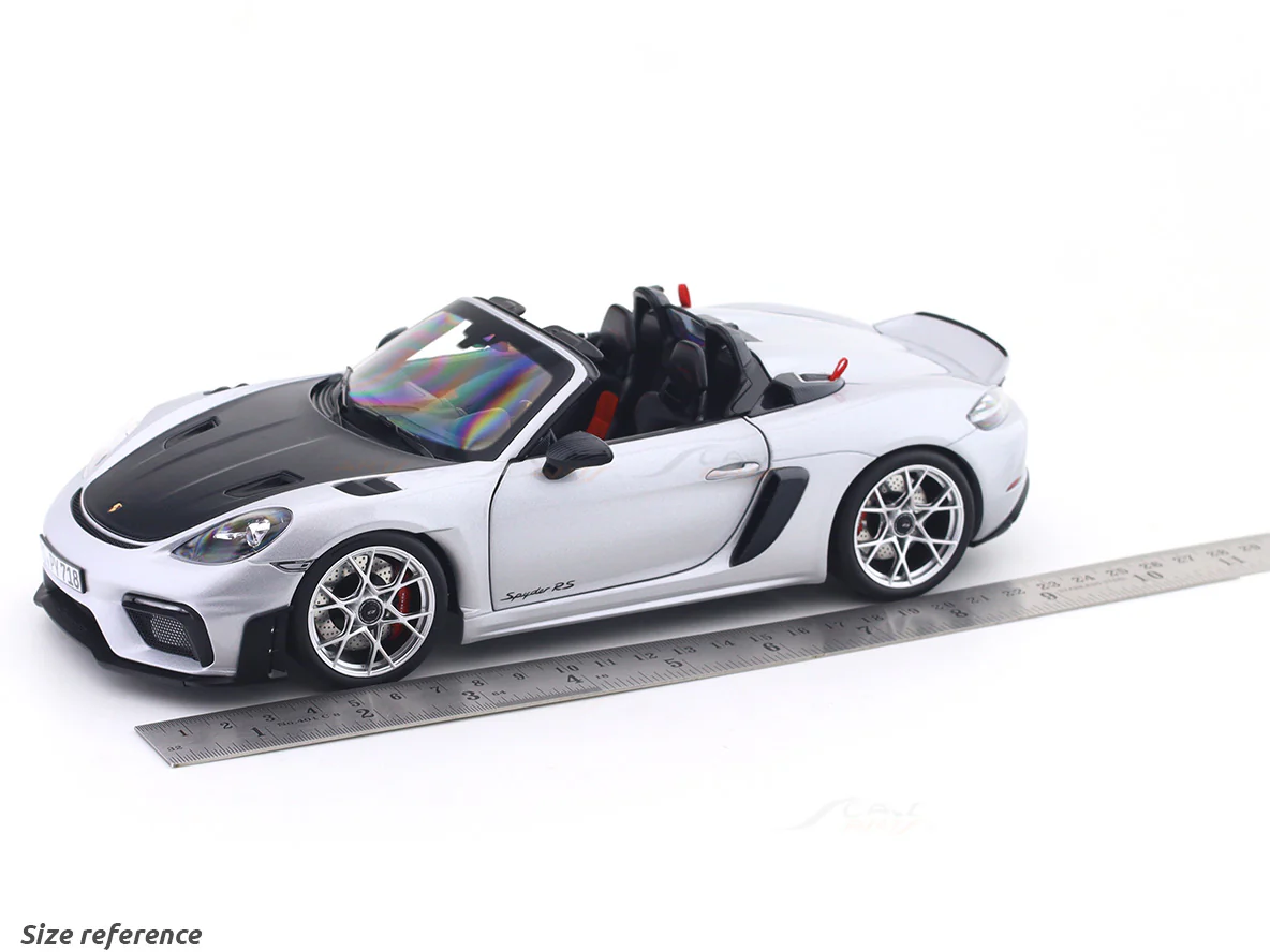 2023 Porsche 718 982 Spyder RS Weissach Silver 1:18 Norev Licensed Diecast Scale Model Car - Image 17