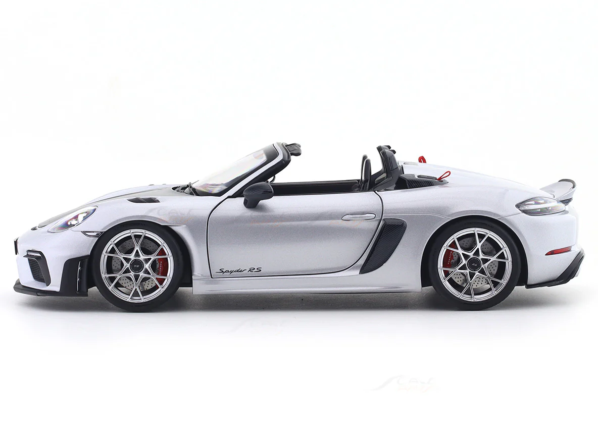 2023 Porsche 718 982 Spyder RS Weissach Silver 1:18 Norev Licensed Diecast Scale Model Car - Image 2