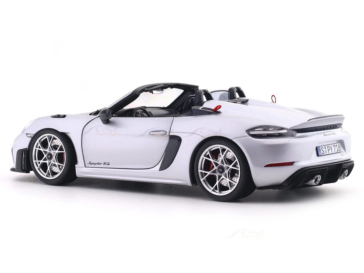 2023 Porsche 718 982 Spyder RS Weissach Silver 1:18 Norev Licensed Diecast Scale Model Car - Image 3