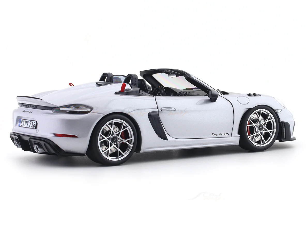 2023 Porsche 718 982 Spyder RS Weissach Silver 1:18 Norev Licensed Diecast Scale Model Car - Image 4