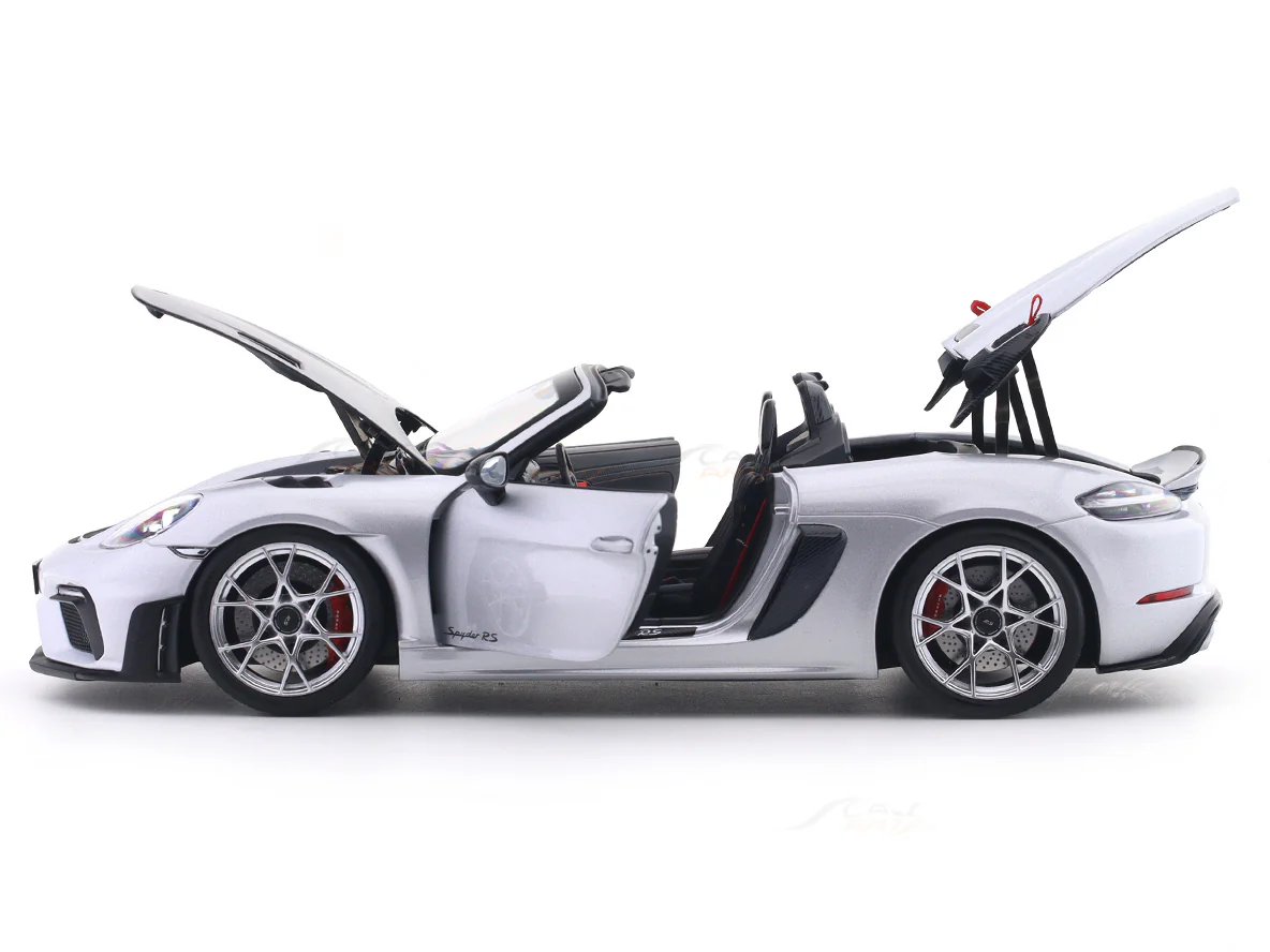 2023 Porsche 718 982 Spyder RS Weissach Silver 1:18 Norev Licensed Diecast Scale Model Car - Image 9