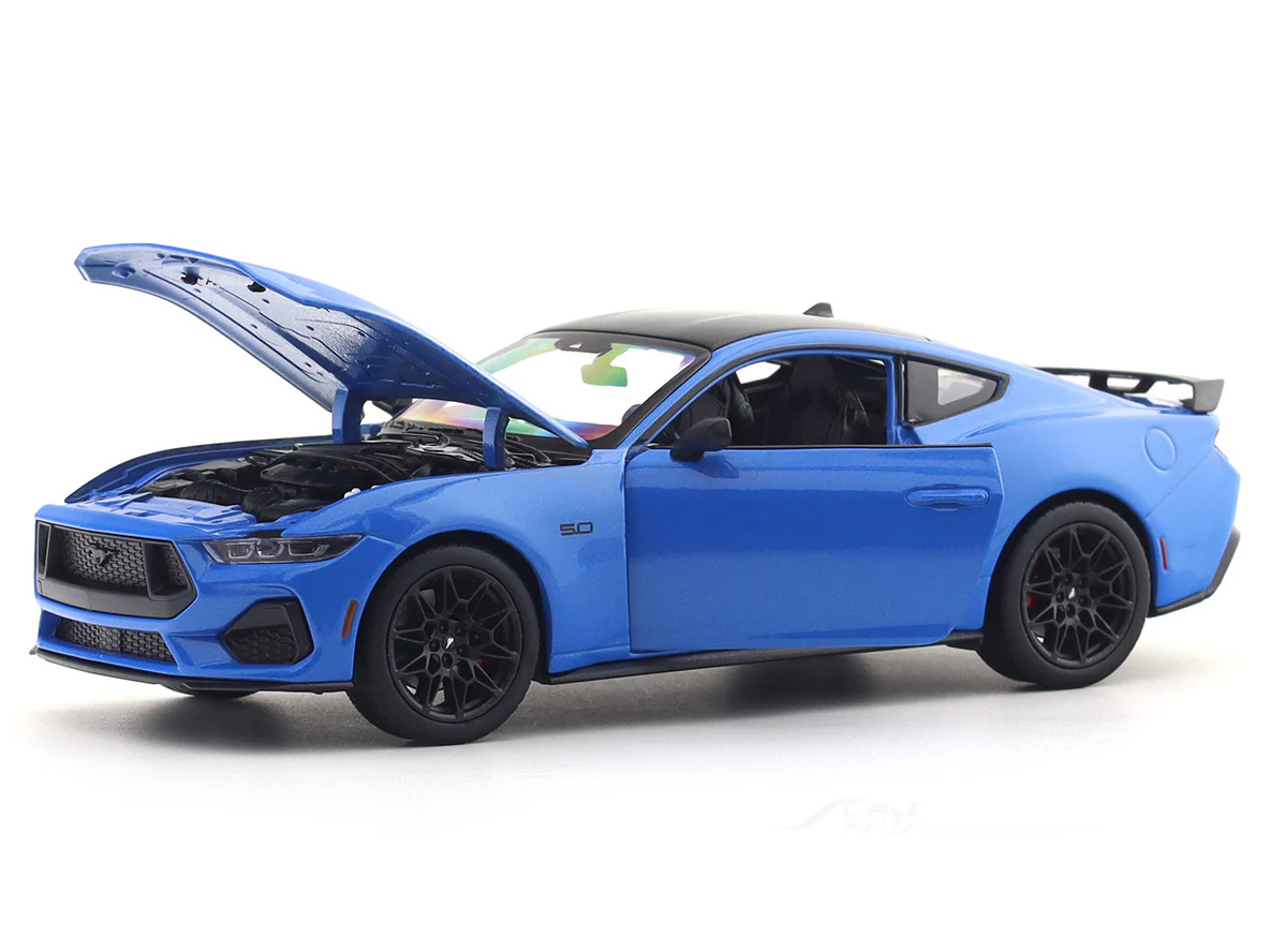 2024 Ford Mustang GT Blue 1:24 Welly Licensed Diecast Scale Model Car Collectible - Image 8