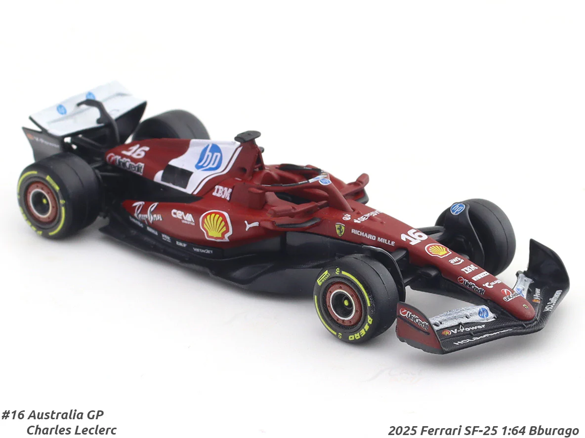 2025 Ferrari SF25 No 16 1:64 Bburago Licensed Diecast Formula 1 Scale Model Car Collectible - Image 3
