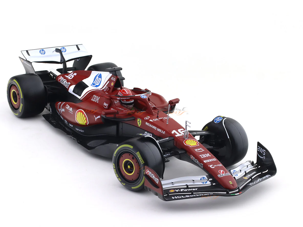 2025 Ferrari SF25 No 16 Leclerc With Acrylic case 1:18 Bburago Deluxe Licensed Diecast Formula 1 Scale Model Car - Image 11