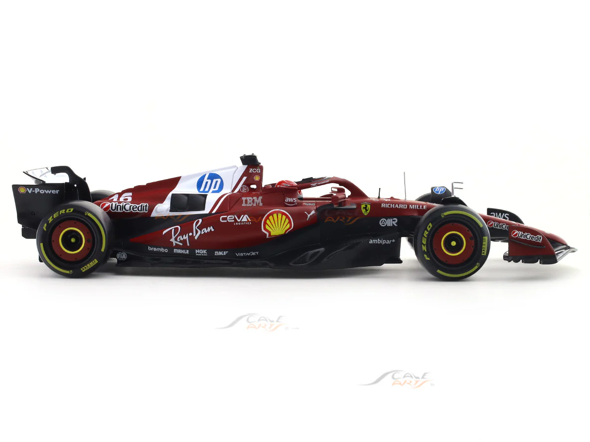 2025 Ferrari SF25 No 16 Leclerc With Acrylic case 1:18 Bburago Deluxe Licensed Diecast Formula 1 Scale Model Car - Image 7