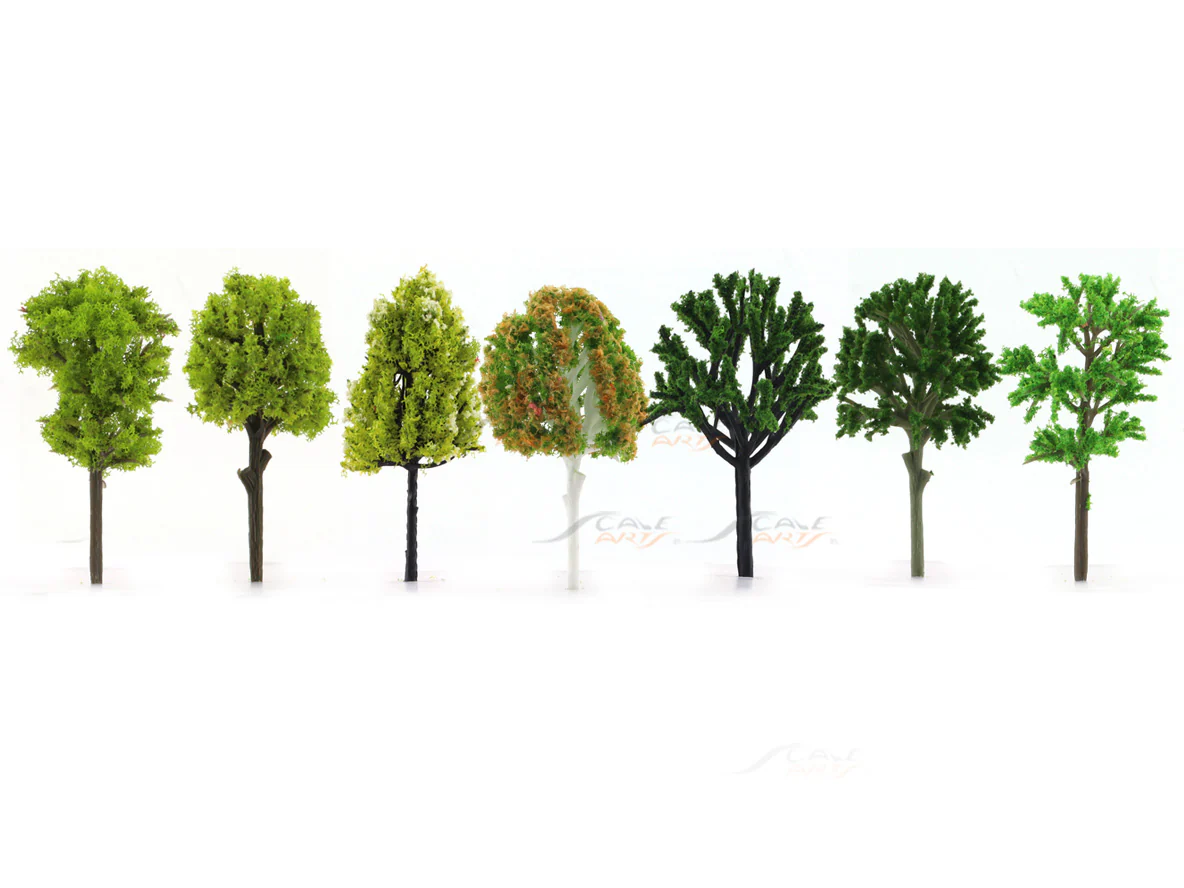 7- 8 cm Miniature Trees set of 7 assorted