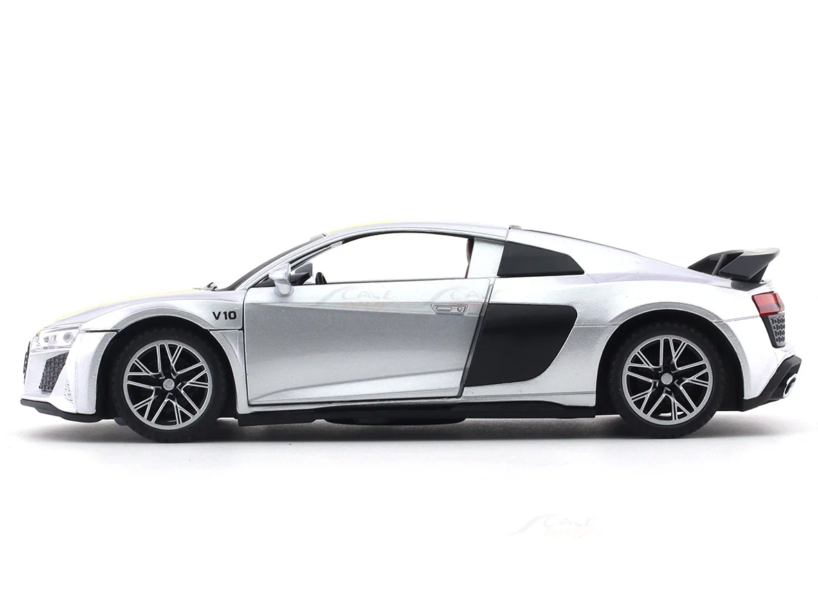Audi R8 V10 Plus silver 1:32 diecast toy car alloy toy - Image 2