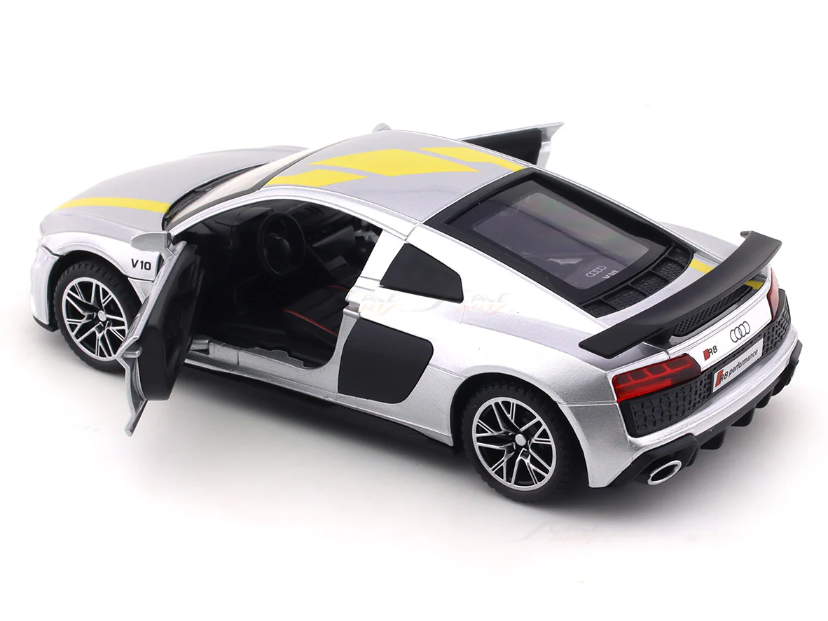 Audi R8 V10 Plus silver 1:32 diecast toy car alloy toy - Image 8