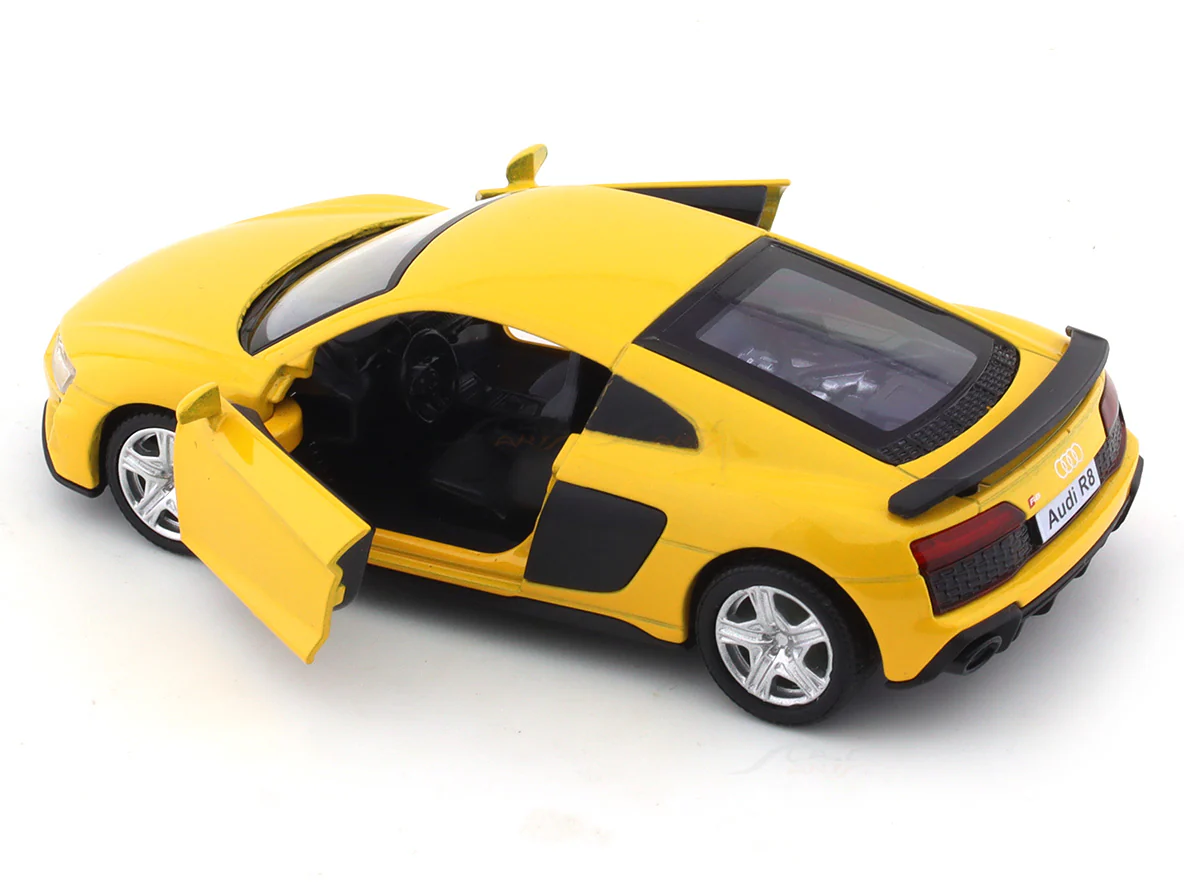 Audi R8 yellow 1:32 RMZ City pull back car scale model - Image 8