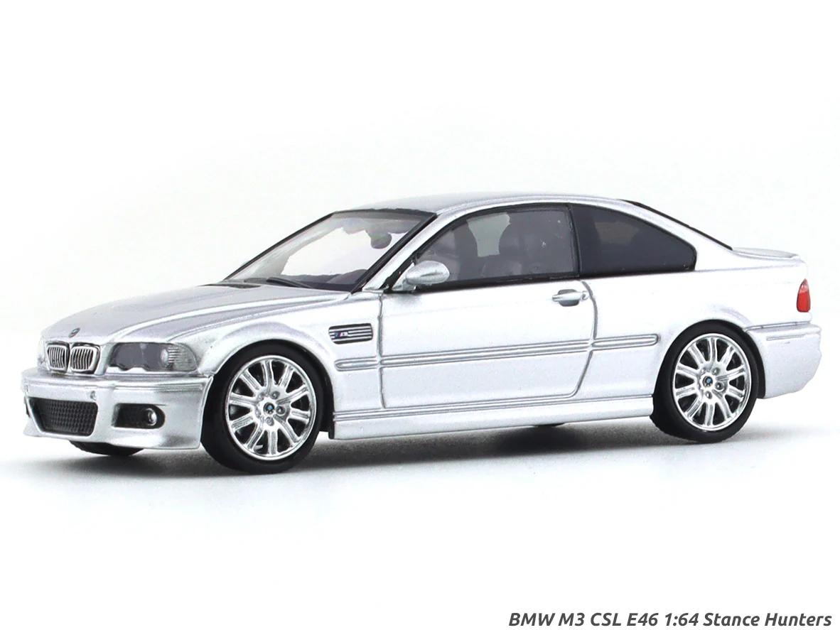 BMW M3 CSL E46 silver 1:64 Stance Hunters diecast scale model car