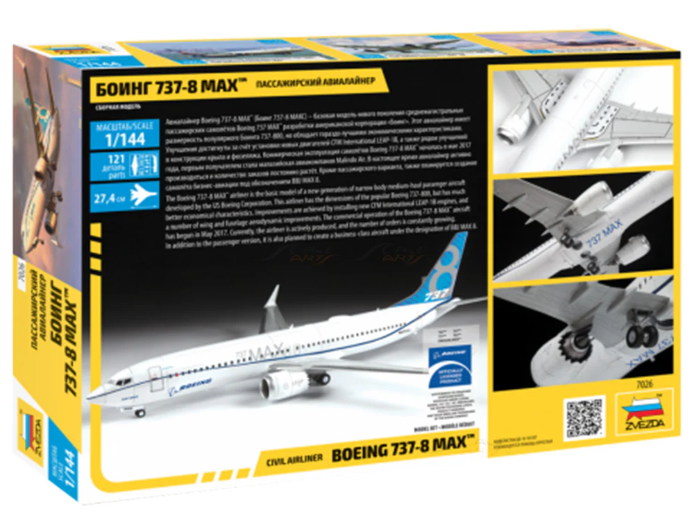 BOEING 737-8 MAX 1:144 Zvezda plastic model kit - Image 2