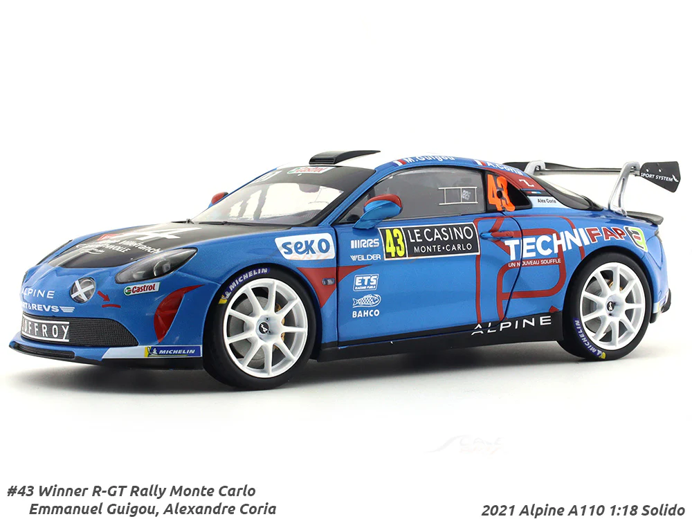 Broken Packaging : 2021 Alpine A110 #43 Winner Rally Monte Carlo 1:18 Solido diecast Scale Model collectible