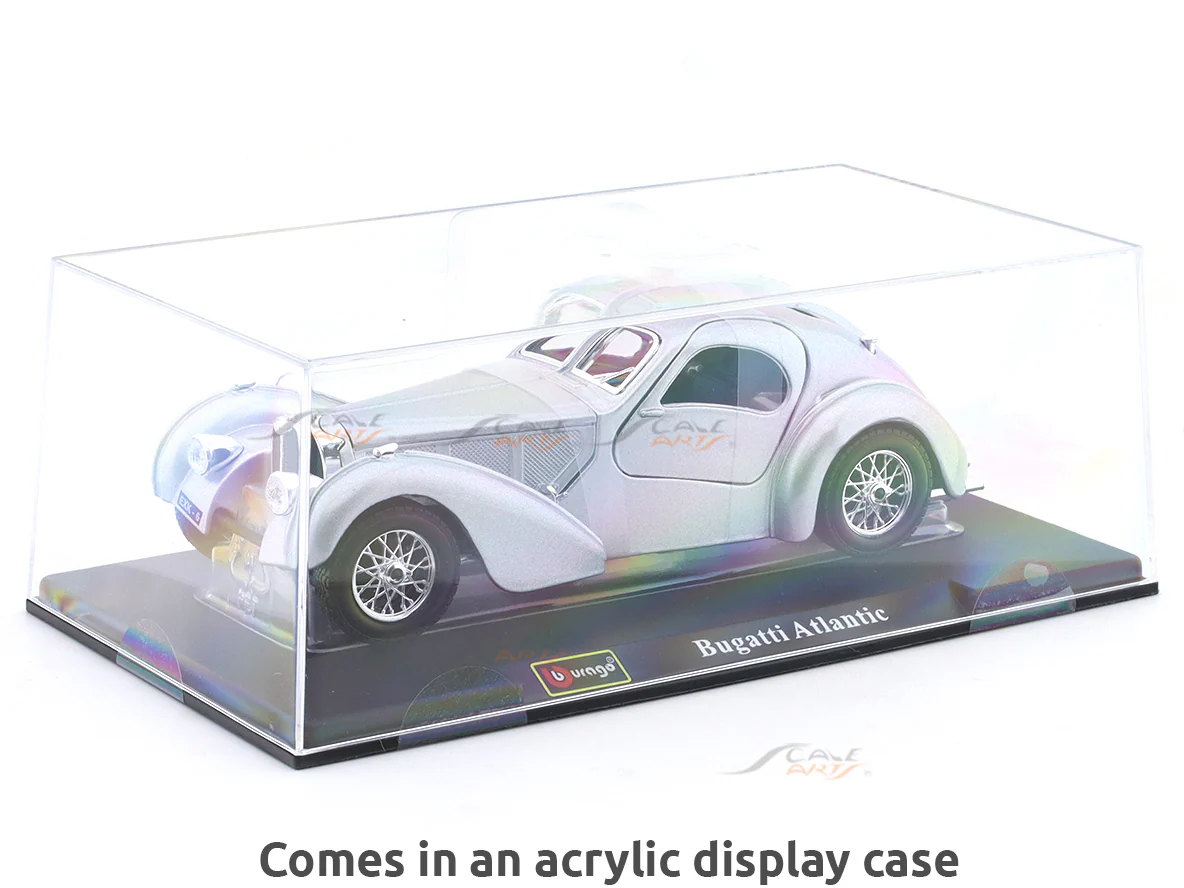 Bugatti Atlantic with Acrylic Case 1:24 Bburago Licensed Diecast Scale Model Car Collectible - Image 2
