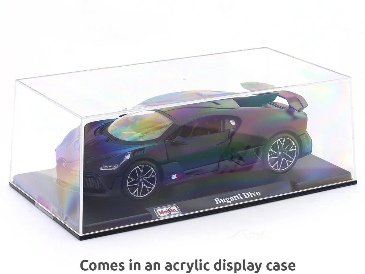 Bugatti Divo Matte black 1:24 Maisto with Acrylic Case Licensed Diecast Scale Model Car Collectible - Image 2