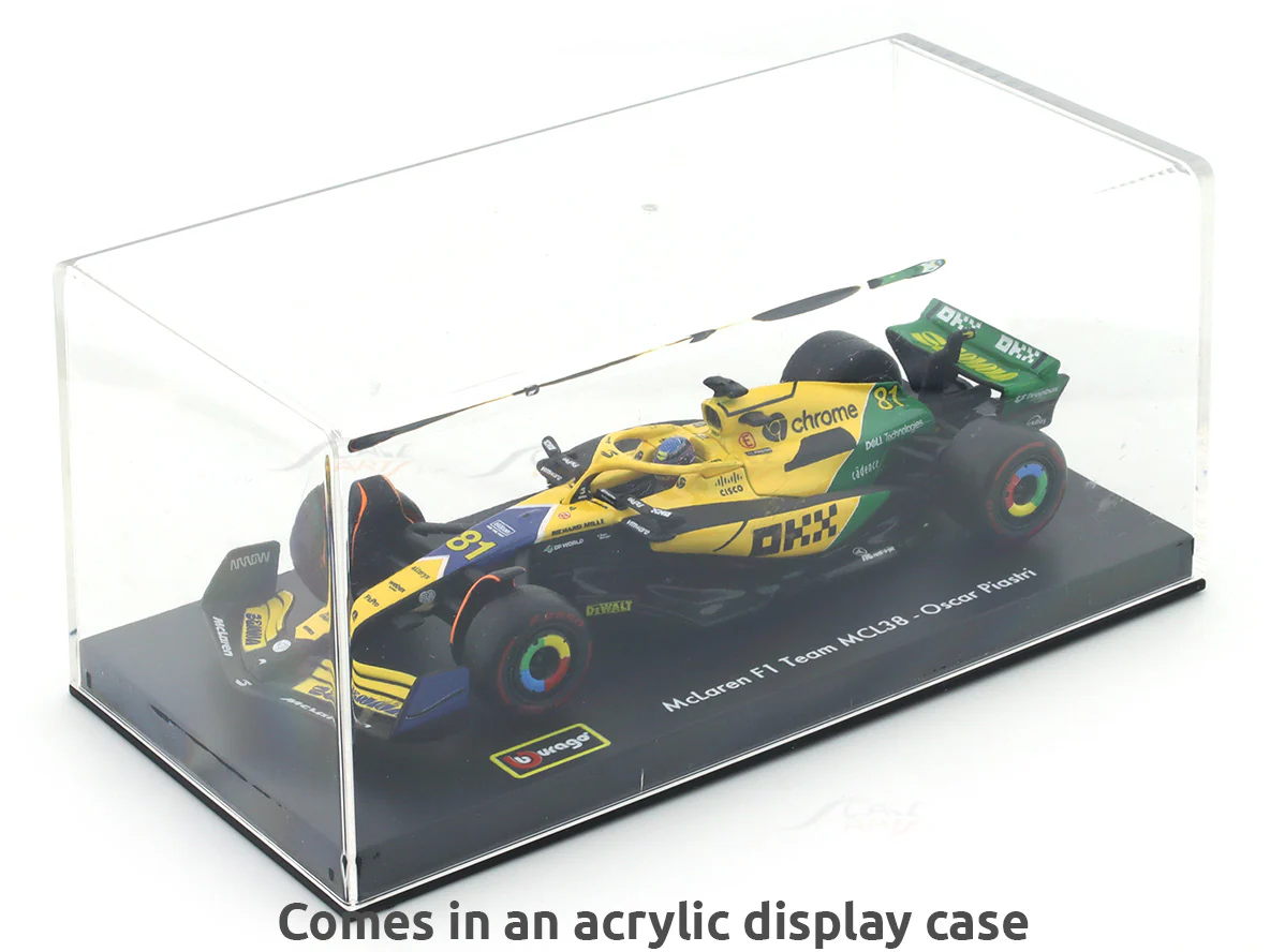 2024 McLaren MCL38 No.81 Oscar Piastri Senna Tribute 1:43 Bburago Formula 1 diecast scale model car - Image 2