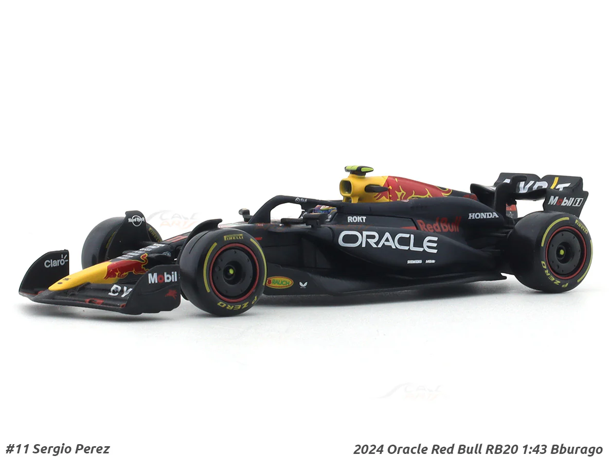 Coffee mug & 2024 Oracle Red Bull RB20 No. 11 Sergio Perez 1:43 Bburago Formula 1 diecast scale model car - Image 2