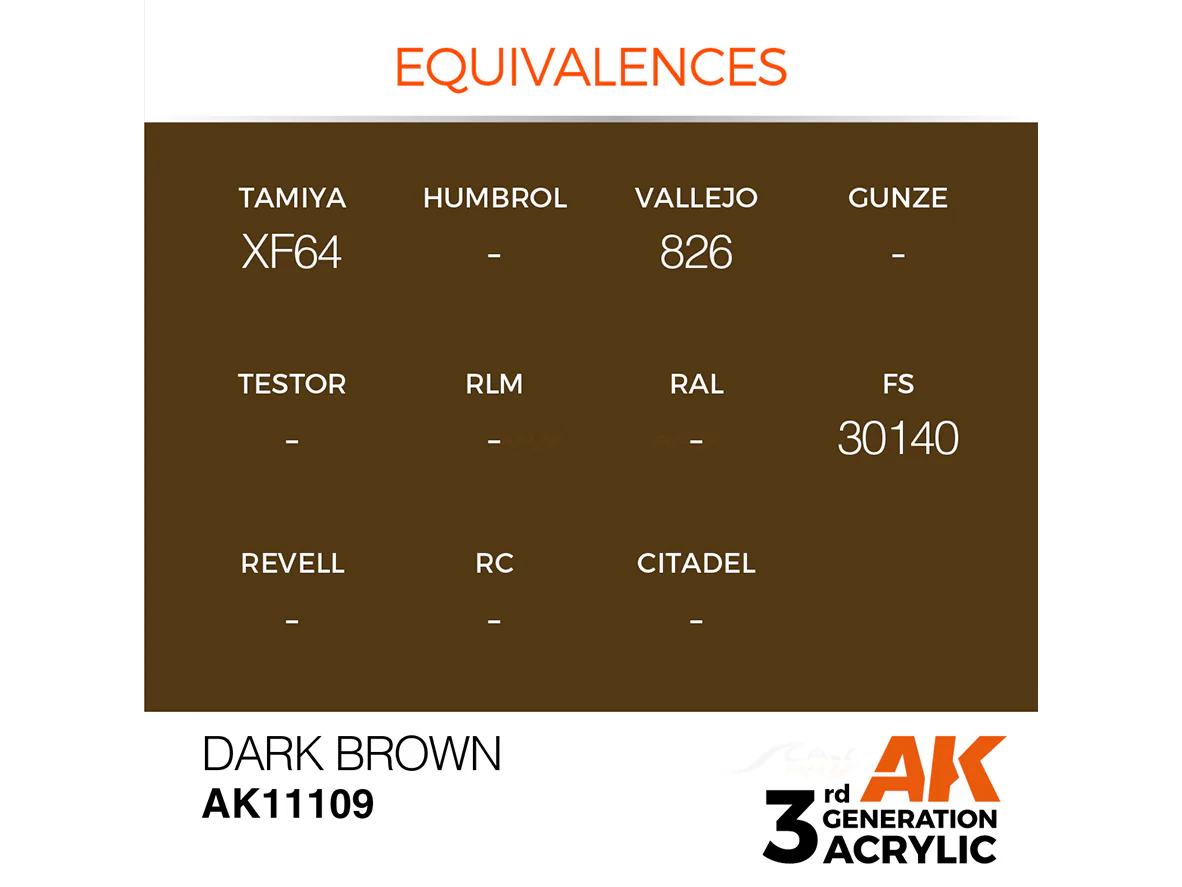 Dark Brown 17ml AK Interactive acrylic color AK11109 - Image 2
