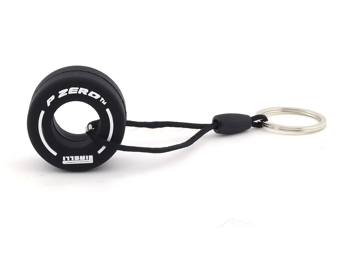 Formula One F1 Tire P-Zero Pirelli white keyring / keychain
